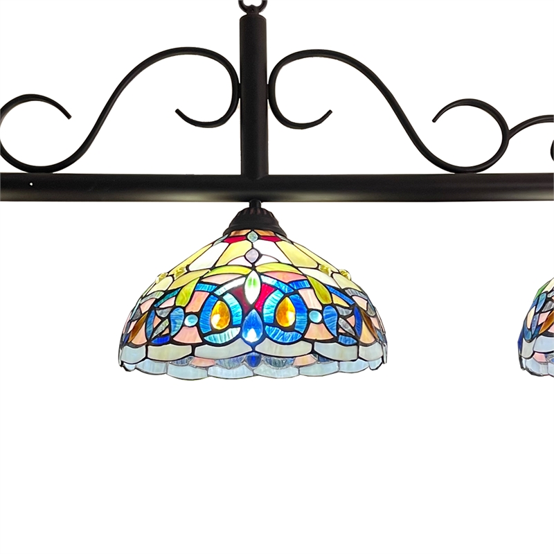 Chloe Lighting Serenity Victorian 3-Light Glass Island Pendant in Multi-Color