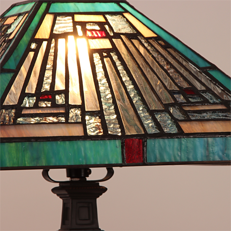 Chloe Lighting Innes Mission 1-Light Metal/Glass Table Lamp in Blackish Bronze