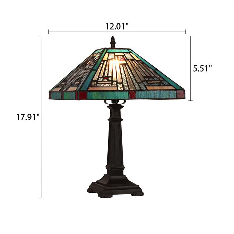 Chloe Lighting Innes Mission 1-Light Metal/Glass Table Lamp in Blackish Bronze