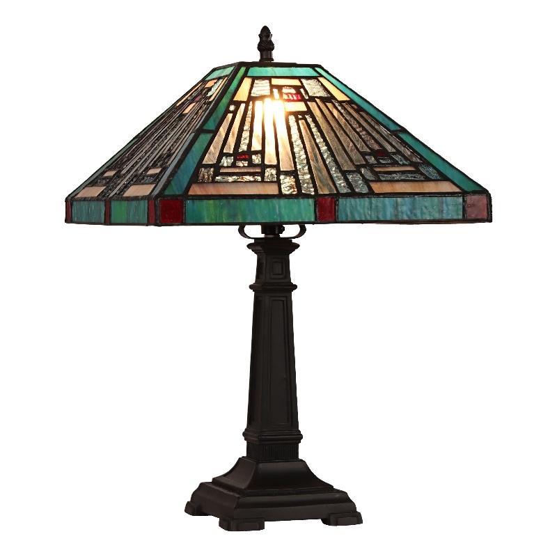 Chloe Lighting Innes Mission 1-Light Metal/Glass Table Lamp in Blackish Bronze