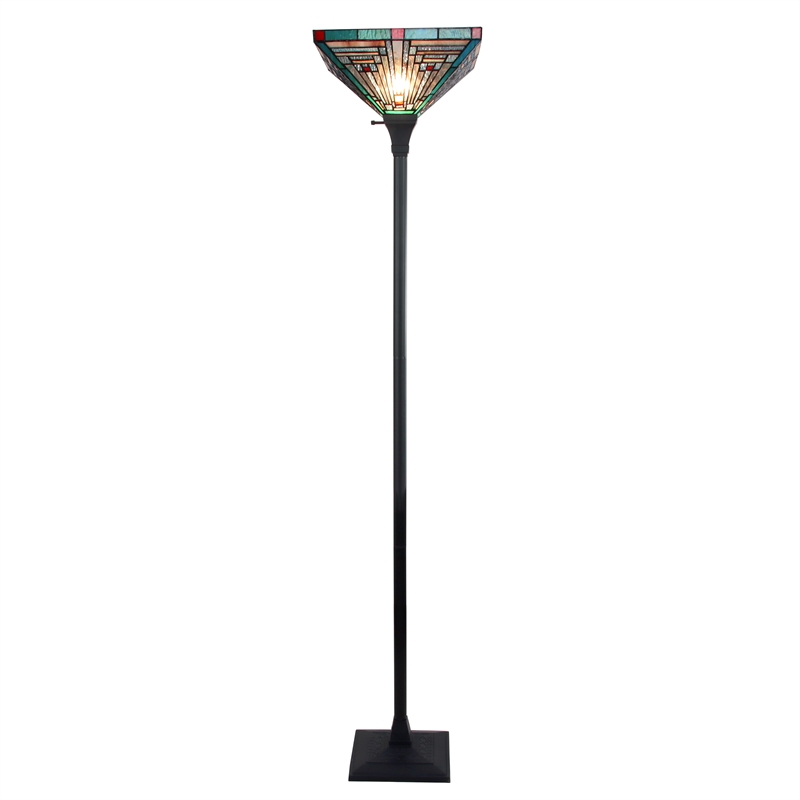 Chloe Lighting Innes Mission 1-Light Metal Torchiere Lamp in Blackish Bronze