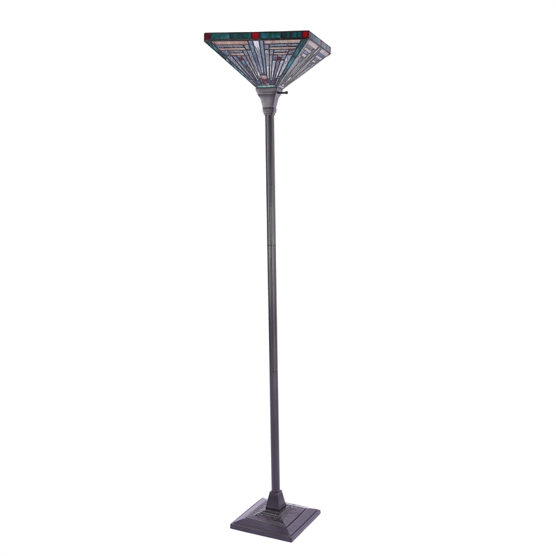 Chloe Lighting Innes Mission 1-Light Metal Torchiere Lamp in Blackish Bronze