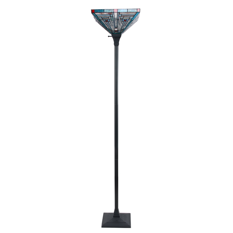 Chloe Lighting Innes Mission 1-Light Metal Torchiere Lamp in Blackish Bronze