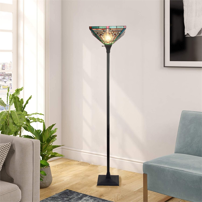 Chloe Lighting Innes Mission 1-Light Metal Torchiere Lamp in Blackish Bronze