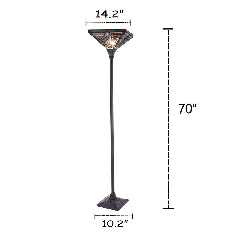 Chloe Lighting Innes Mission 1-Light Metal Torchiere Lamp in Blackish Bronze