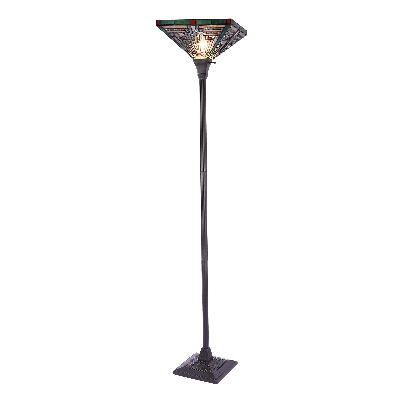 Chloe Lighting Innes Mission 1-Light Metal Torchiere Lamp in Blackish Bronze