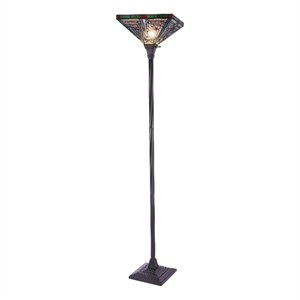 Chloe Lighting Innes Mission 1-Light Metal Torchiere Lamp in Blackish Bronze