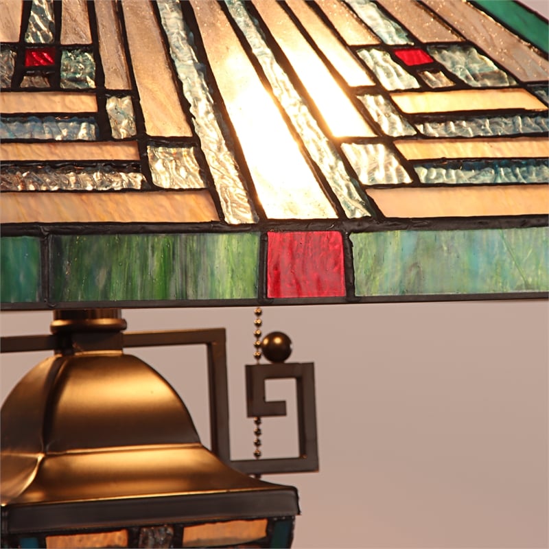 Chloe Lighting Innes Mission 3-Light Glass Table Lamp in Blackish Bronze