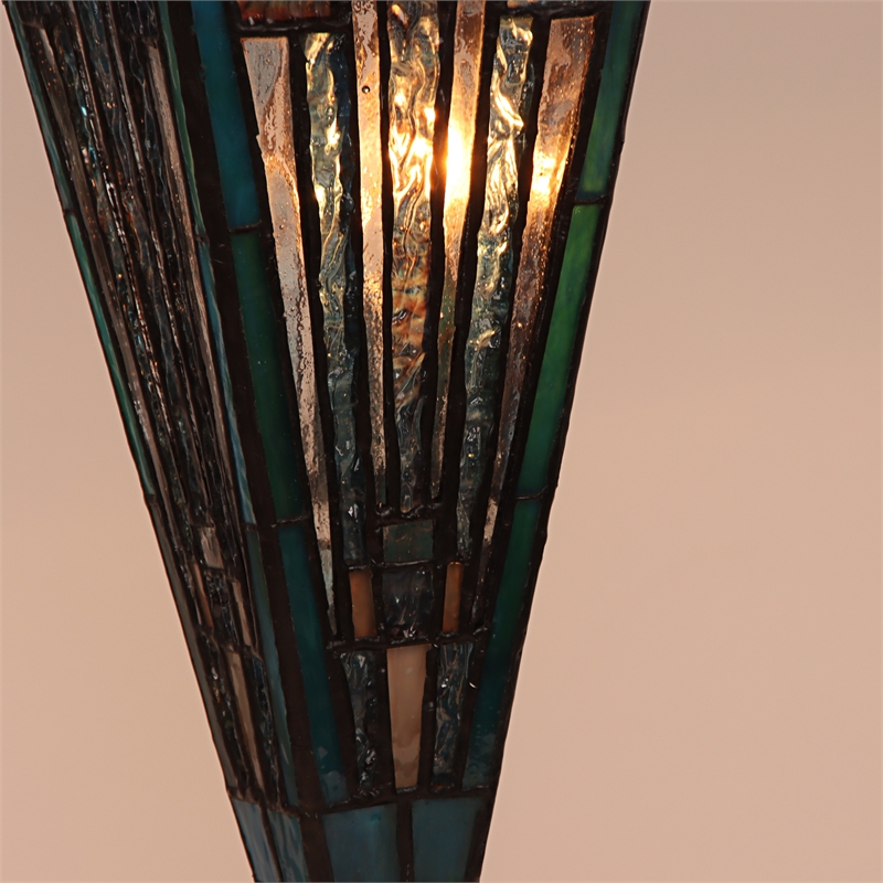 Chloe Lighting Innes Mission 3-Light Glass Table Lamp in Blackish Bronze