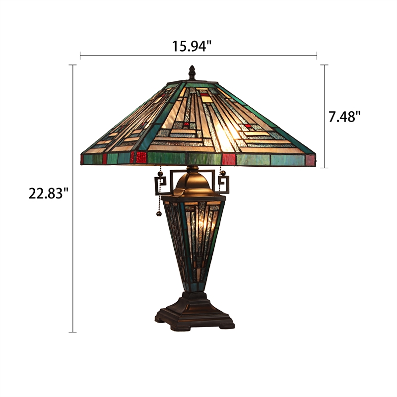 Chloe Lighting Innes Mission 3-Light Glass Table Lamp in Blackish Bronze