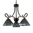 Chloe Lighting Innes Mission 3-Light Glass Mini Chandelier in Bronze/Blue