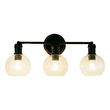 Chloe Lighting Oxa Transitional 3-Light Glass Vanity Bath Light in Matte Black
