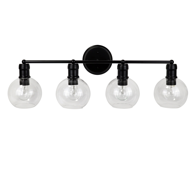 Chloe Lighting Oxa Transitional 4-Light Glass Vanity Bath Light in Matte Black
