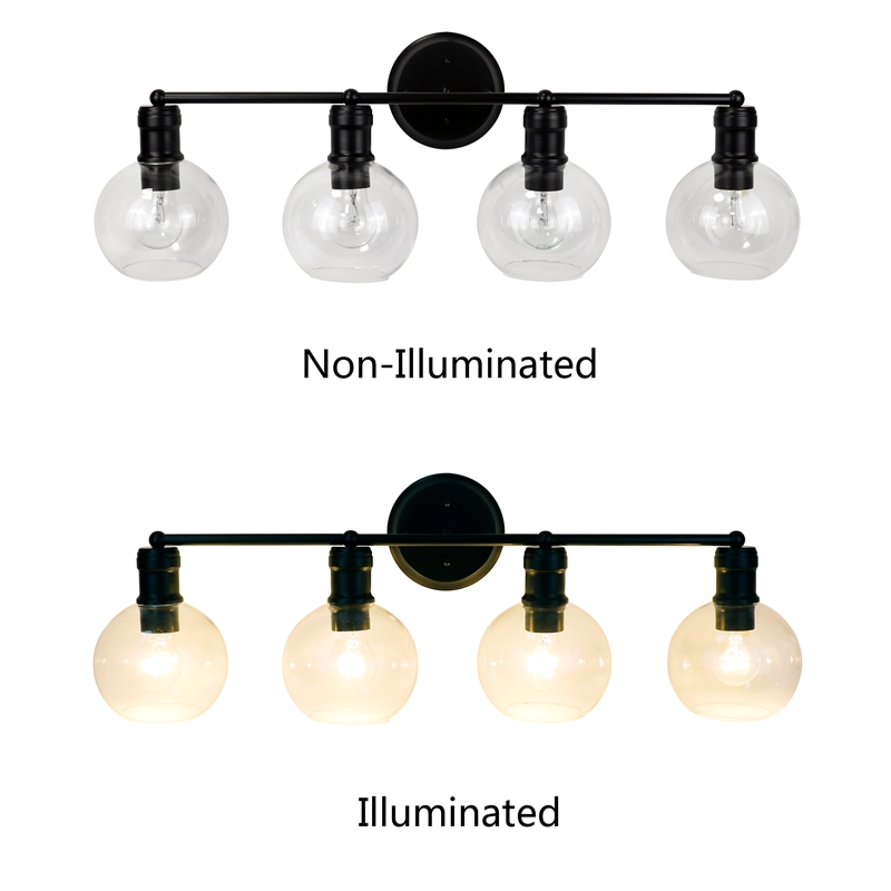 Chloe Lighting Oxa Transitional 4-Light Glass Vanity Bath Light in Matte Black