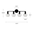 Chloe Lighting Oxa Transitional 4-Light Glass Vanity Bath Light in Matte Black