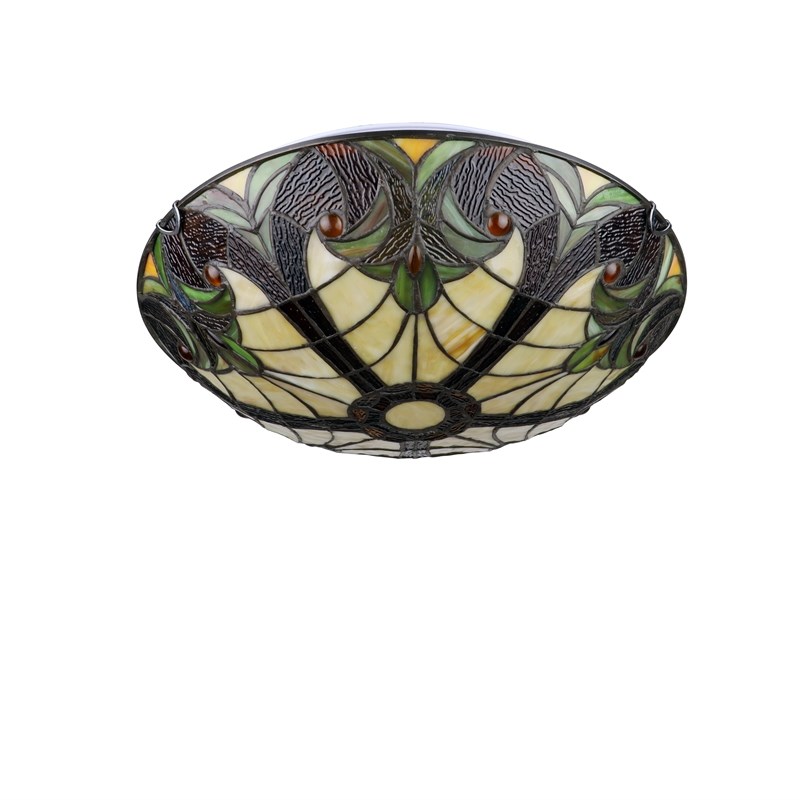 Chloe Lighting Liaison Victorian 3-Light Glass Flush-Mount Light - Bronze/Yellow