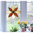 Chloe Lighting Viola Floral Stained Glass & Metal Window Panel in Brown/Black