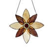Chloe Lighting Viola Floral Stained Glass & Metal Window Panel in Brown/Black