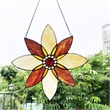 Chloe Lighting Viola Floral Stained Glass & Metal Window Panel in Brown/Black