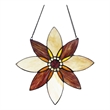 Chloe Lighting Viola Floral Stained Glass & Metal Window Panel in Brown/Black