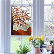 Chloe Lighting Autumnal Floral Glass & Metal Window Panel in Brown/Black