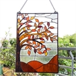 Chloe Lighting Autumnal Floral Glass & Metal Window Panel in Brown/Black