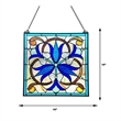 Chloe Lighting Bell-Flower Victorian Glass & Metal Window Panel in Blue/Black