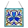 Chloe Lighting Bell-Flower Victorian Glass & Metal Window Panel in Blue/Black