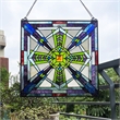 Chloe Lighting Aylmer Mission Glass & Metal Window Panel in Multi-Color