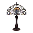 Chloe Lighting Claire Victorian 2-Light Glass/Metal Table Lamp in Multi-Color