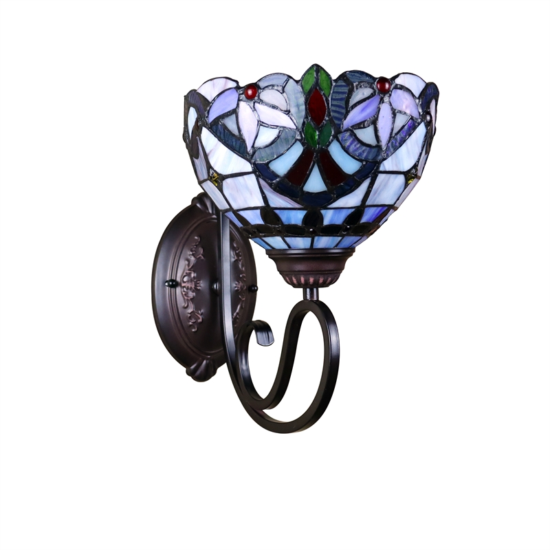 Chloe Lighting Grenville Victorian 1-Light Glass Wall Sconce in Blackish Bronze