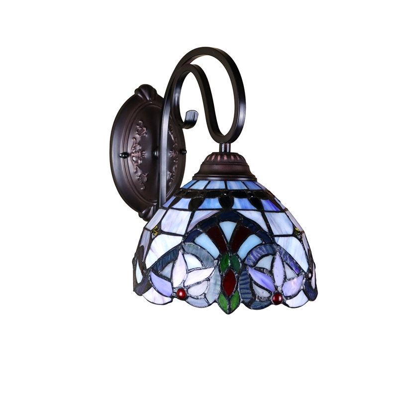 Chloe Lighting Grenville Victorian 1-Light Glass Wall Sconce in Blackish Bronze