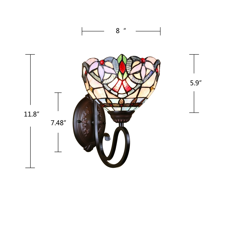 Chloe Lighting Grenville Victorian 1-Light Glass Wall Sconce in Blackish Bronze