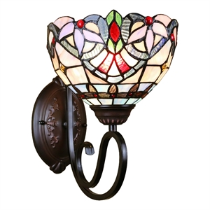 Chloe Lighting Grenville Victorian 1-Light Glass Wall Sconce in Blackish Bronze