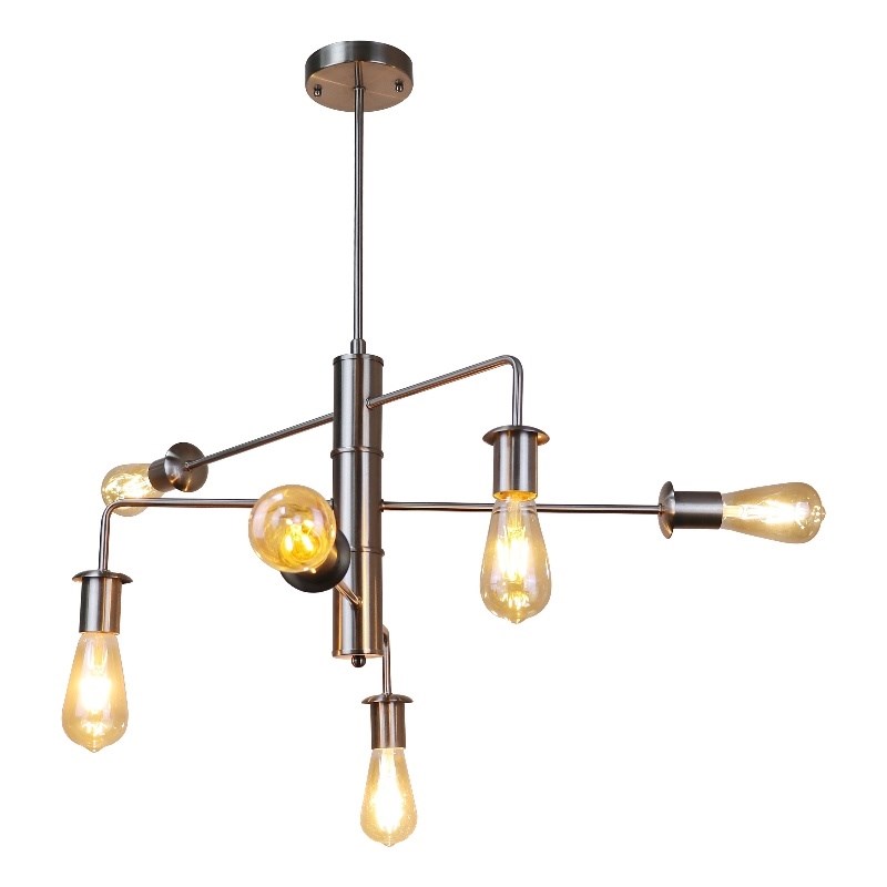 Chloe Lighting Transitional 6-Light Metal Large Pendant in Brushed Nickel