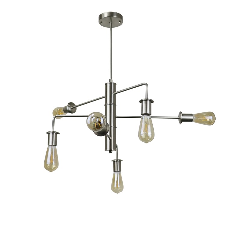 Chloe Lighting Transitional 6-Light Metal Large Pendant in Brushed Nickel