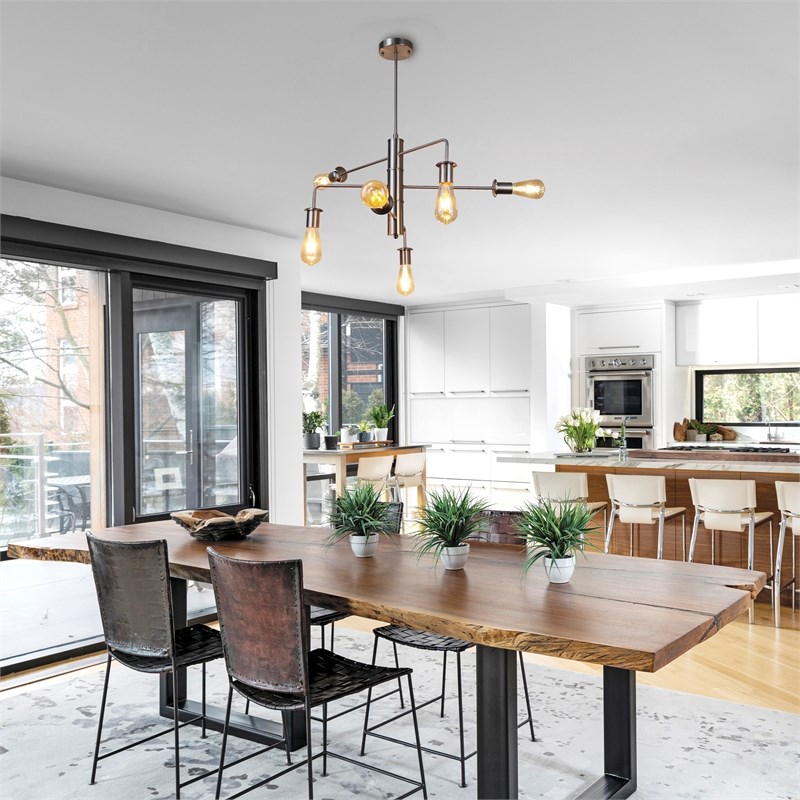 Chloe Lighting Transitional 6-Light Metal Large Pendant in Brushed Nickel