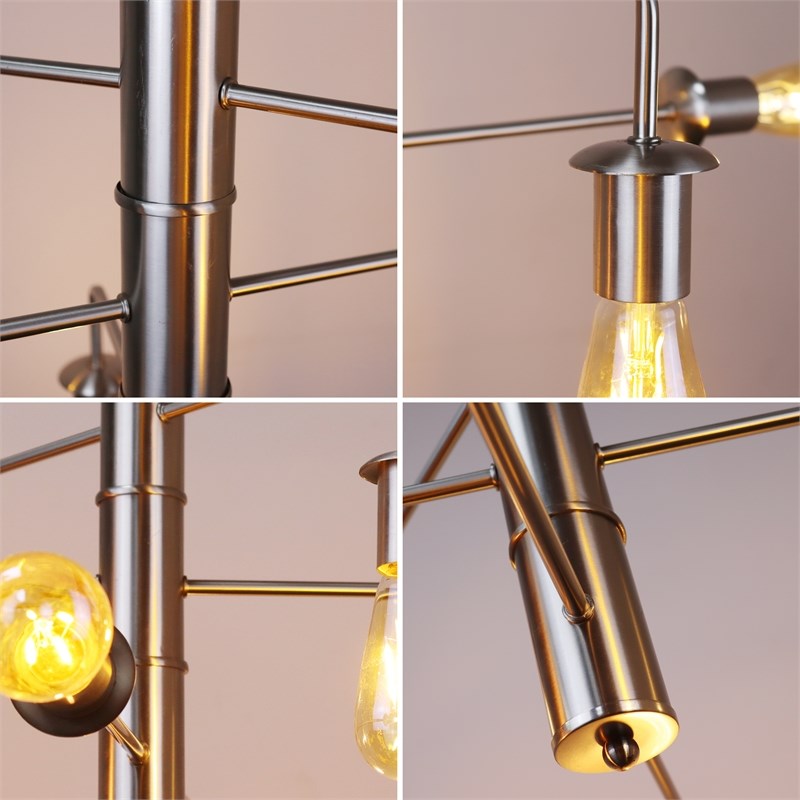 Chloe Lighting Transitional 6-Light Metal Large Pendant in Brushed Nickel