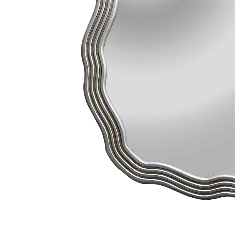 Chloe Lighting Reflection Contemporary Round Glass Wall Mirror in Silver