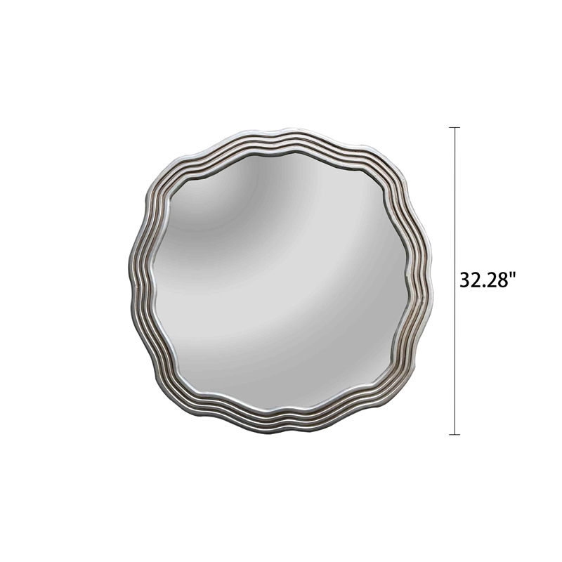 Chloe Lighting Reflection Contemporary Round Glass Wall Mirror in Silver