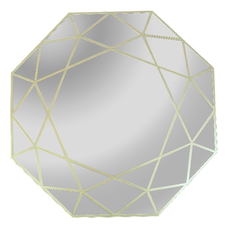 Chloe Lighting Reflection Contemporary Octagon Glass Wall Mirror in Gold