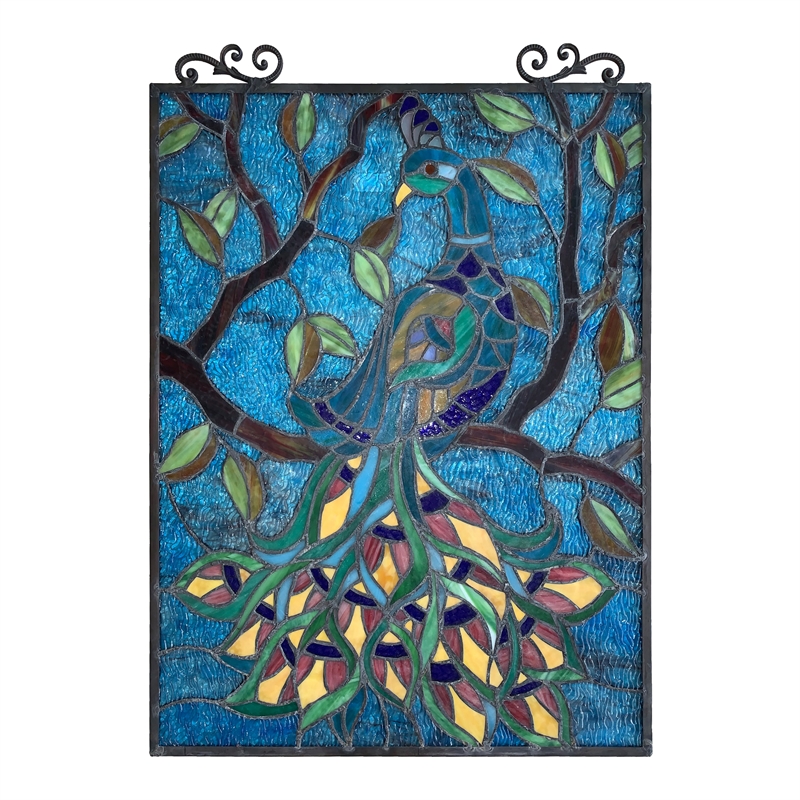 Chloe Lighting Pavoa Animal Glass Verical Hanging Window Panel in Multi-Color