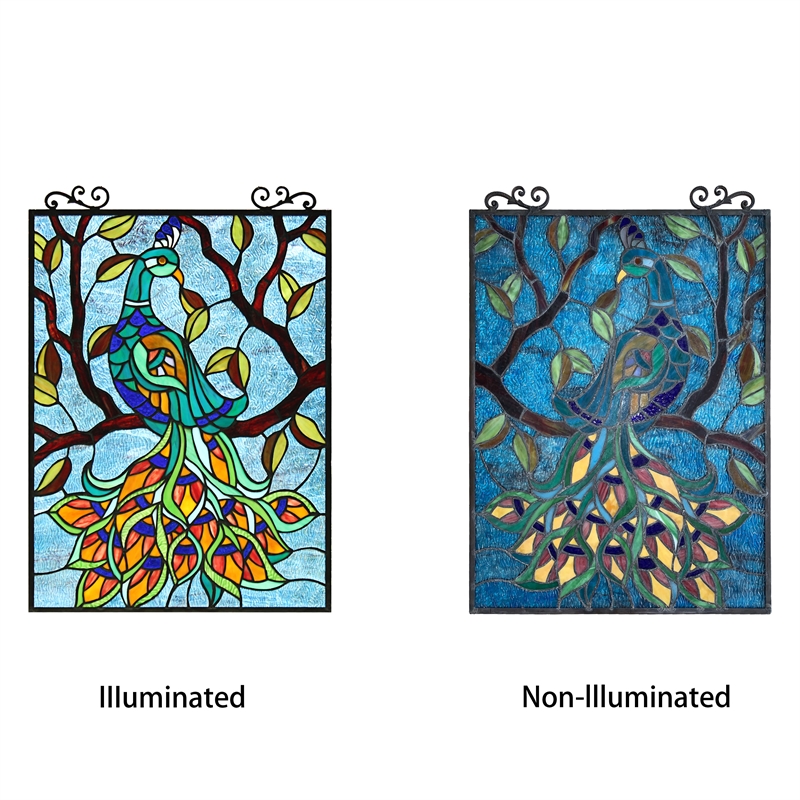 Chloe Lighting Pavoa Animal Glass Verical Hanging Window Panel in Multi-Color