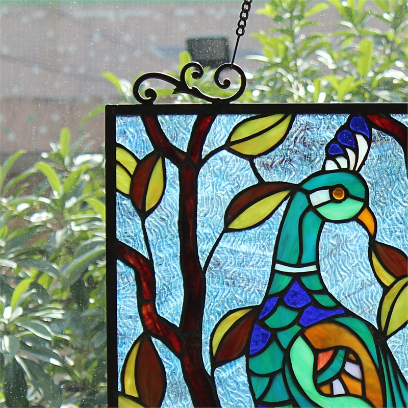 Chloe Lighting Pavoa Animal Glass Verical Hanging Window Panel in Multi-Color
