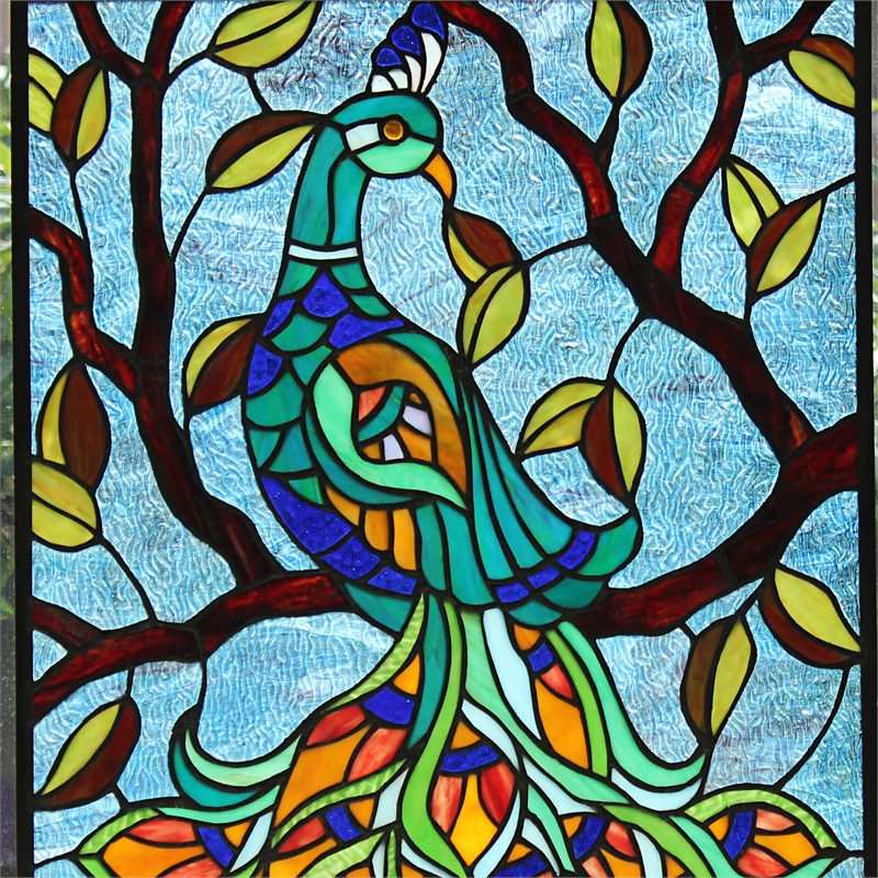 Chloe Lighting Pavoa Animal Glass Verical Hanging Window Panel in Multi-Color