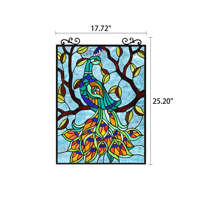 Chloe Lighting Pavoa Animal Glass Verical Hanging Window Panel in Multi-Color