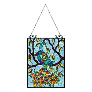 Chloe Lighting Pavoa Animal Glass Verical Hanging Window Panel in Multi-Color