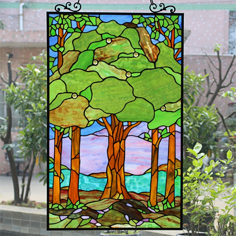 Chloe Lighting Summer Glass Verical Hanging Window Panel in Multi-Color