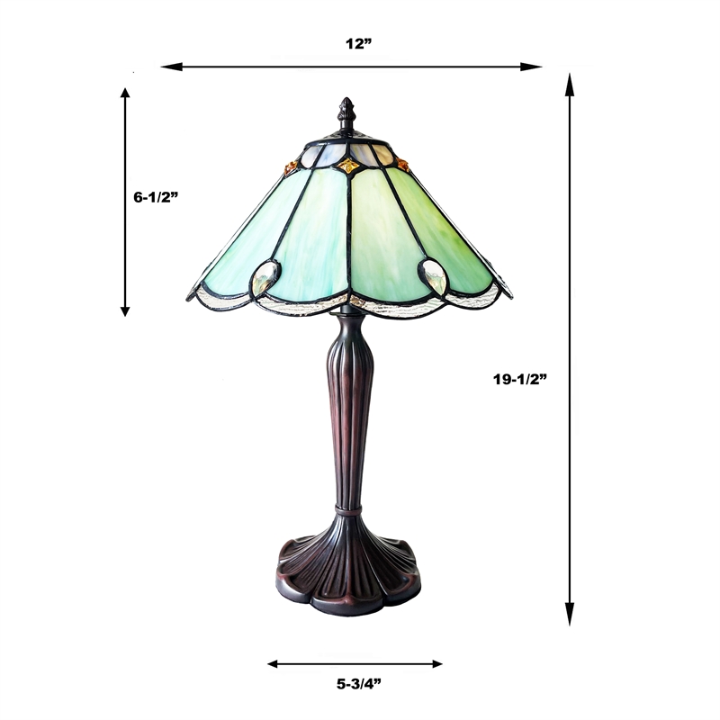 Chloe Lighting Remy Victorian 1-Light Glass Window Panel in Dark Bronze/Green