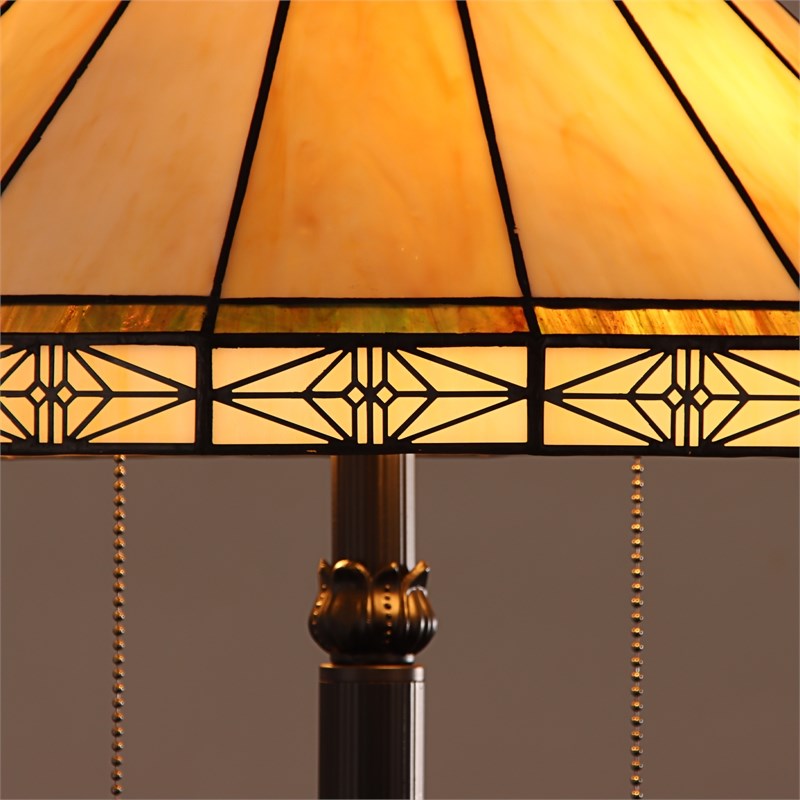 Chloe Lighting Belle Mission 2-Light Metal Floor Lamp in Blackish Bronze